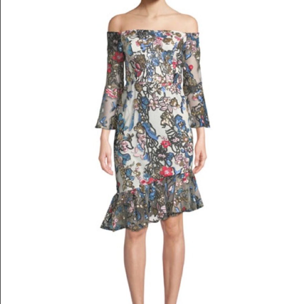 Alexia Admor Floral Sequin Off The Shoulder Dress